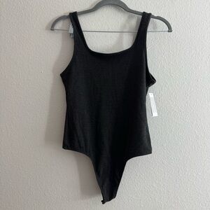 American Eagle Women’s Dark Grey Ribbed Tank Top Bodysuit Size Medium NWT